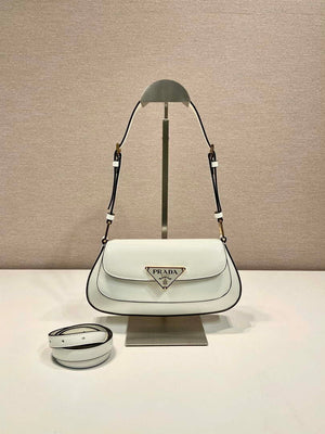 Prada 1BD345 Brushed leather shoulder bag White - Default Title - View 1