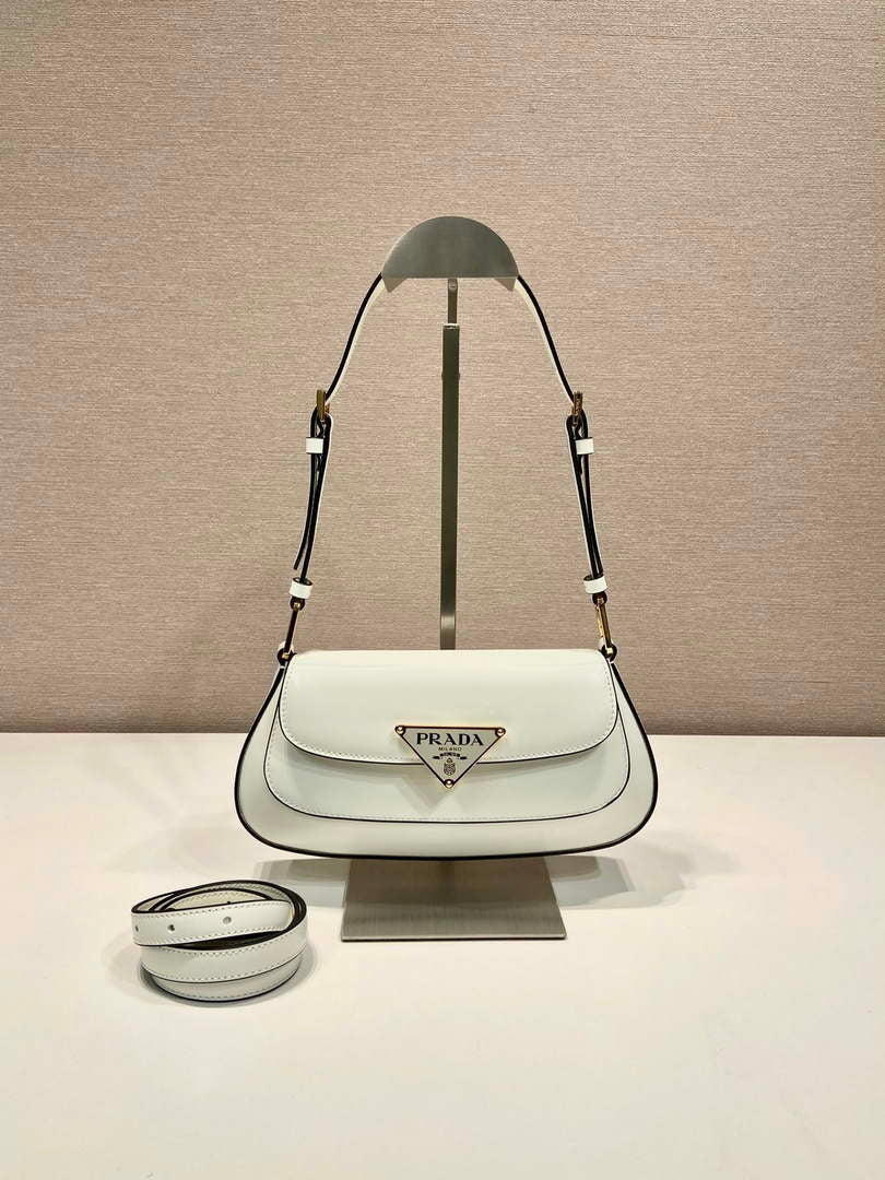 Prada 1BD345 Brushed leather shoulder bag White - Default Title - View 1