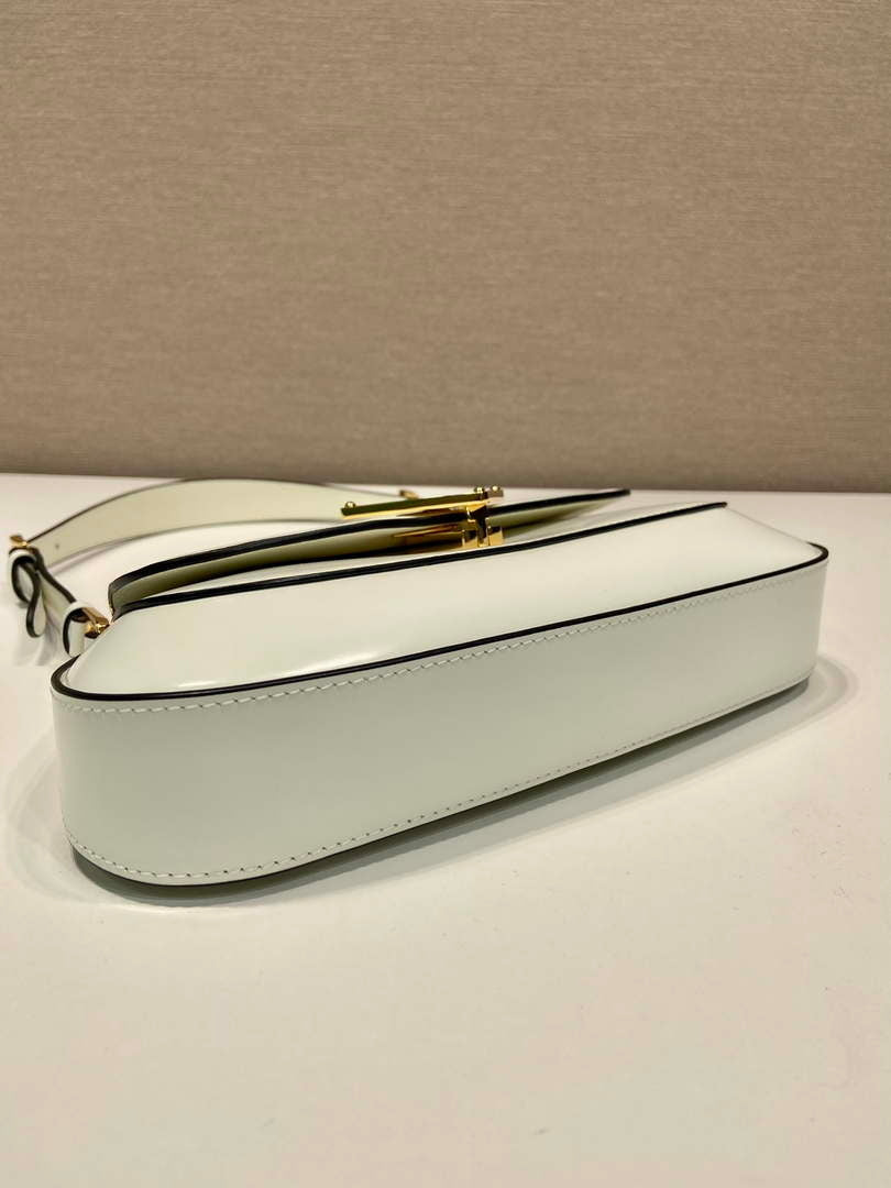 Prada 1BD345 Brushed leather shoulder bag White