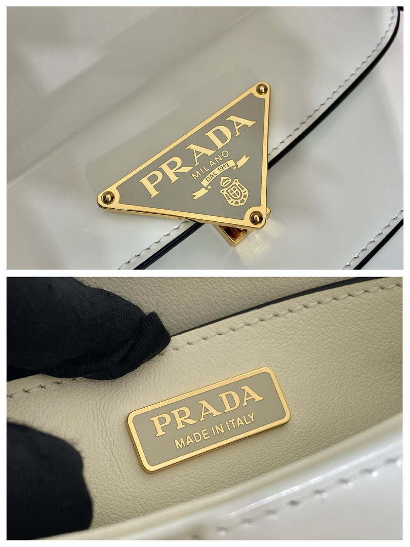 Prada 1BD345 Brushed leather shoulder bag White - Default Title - View 9