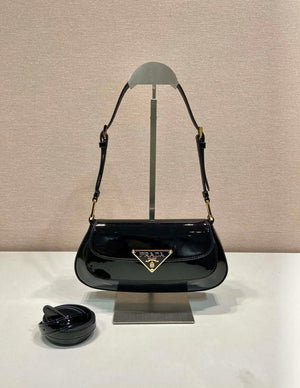 Prada 1BD345 Brushed Patent leather shoulder bag Black - Default Title - View 1