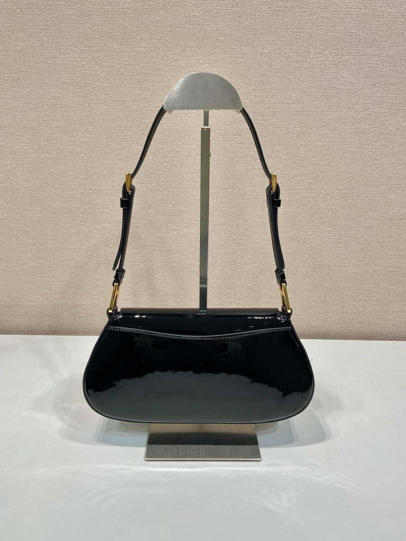 Prada 1BD345 Brushed Patent leather shoulder bag Black - Default Title - View 4