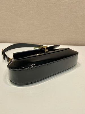 Prada 1BD345 Brushed Patent leather shoulder bag Black - Default Title - View 6