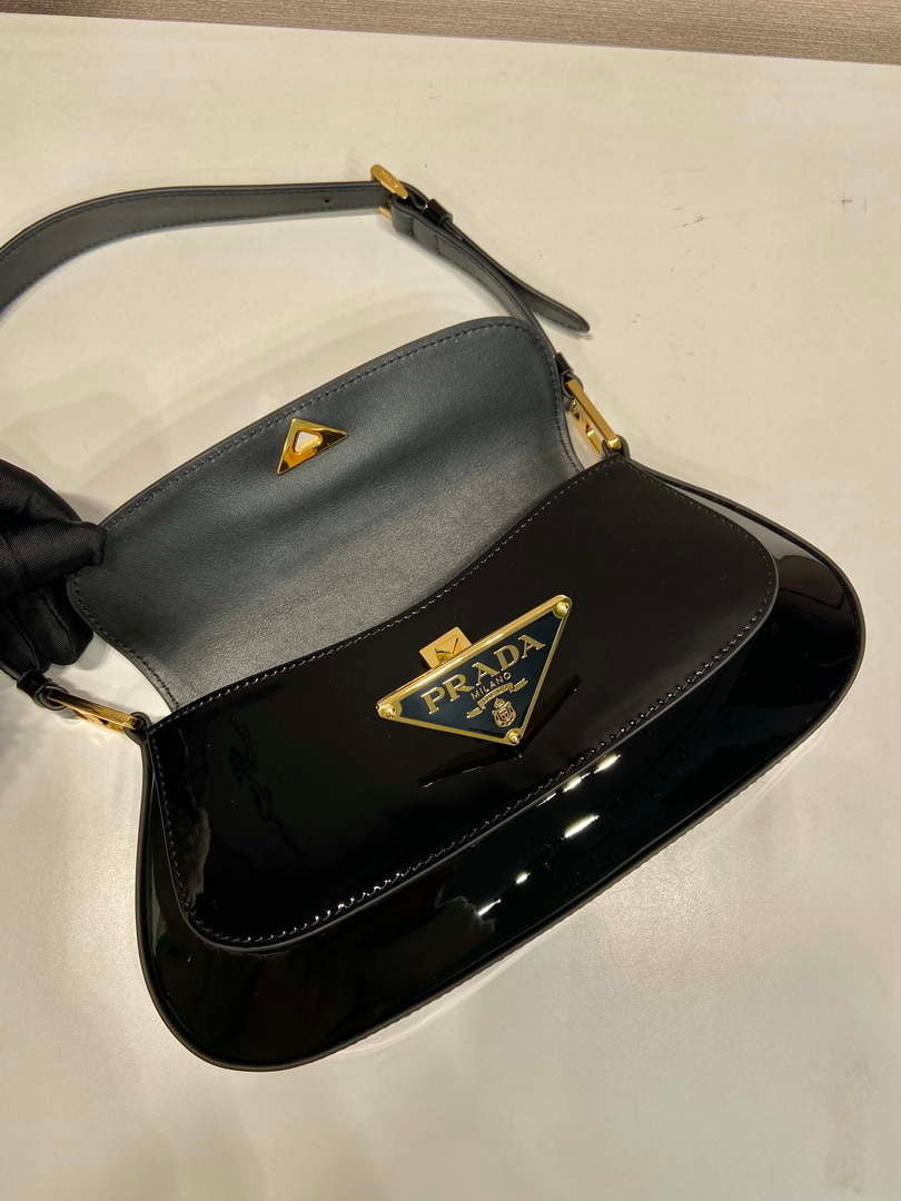 Prada 1BD345 Brushed Patent leather shoulder bag Black - Default Title - View 7