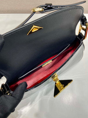 Prada 1BD345 Brushed Patent leather shoulder bag Black - Default Title - View 8