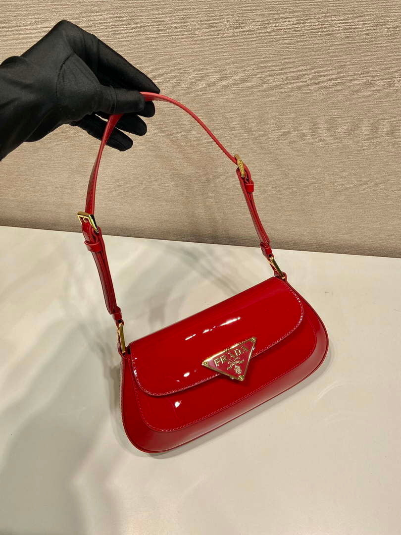 Prada 1BD345 Brushed Patent leather shoulder bag Red - Default Title - View 2