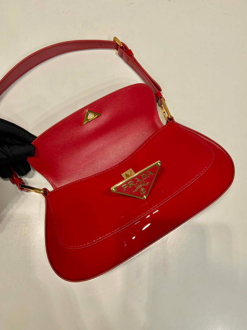 Prada 1BD345 Brushed Patent leather shoulder bag Red - Default Title - View 7