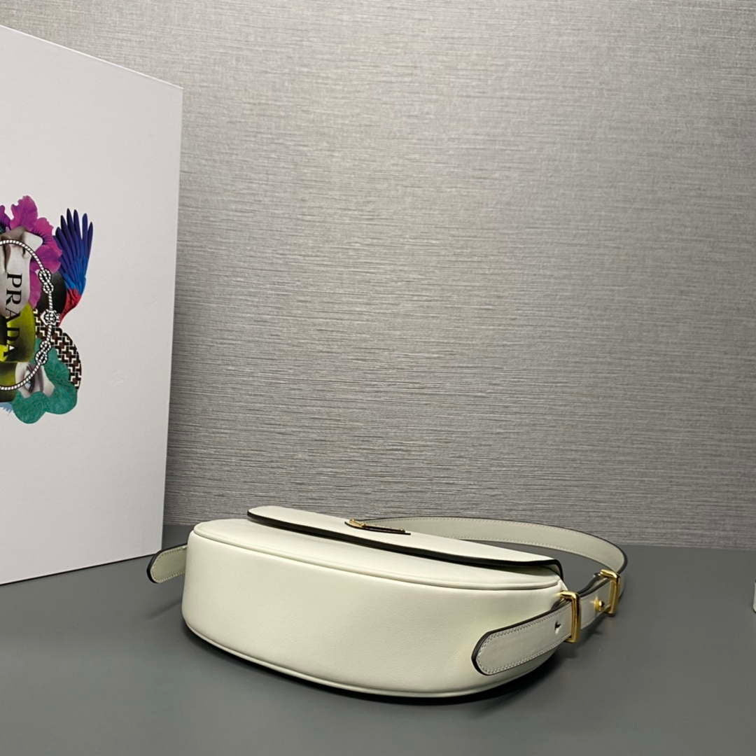 Prada 1BD365 Leather shoulder bag White