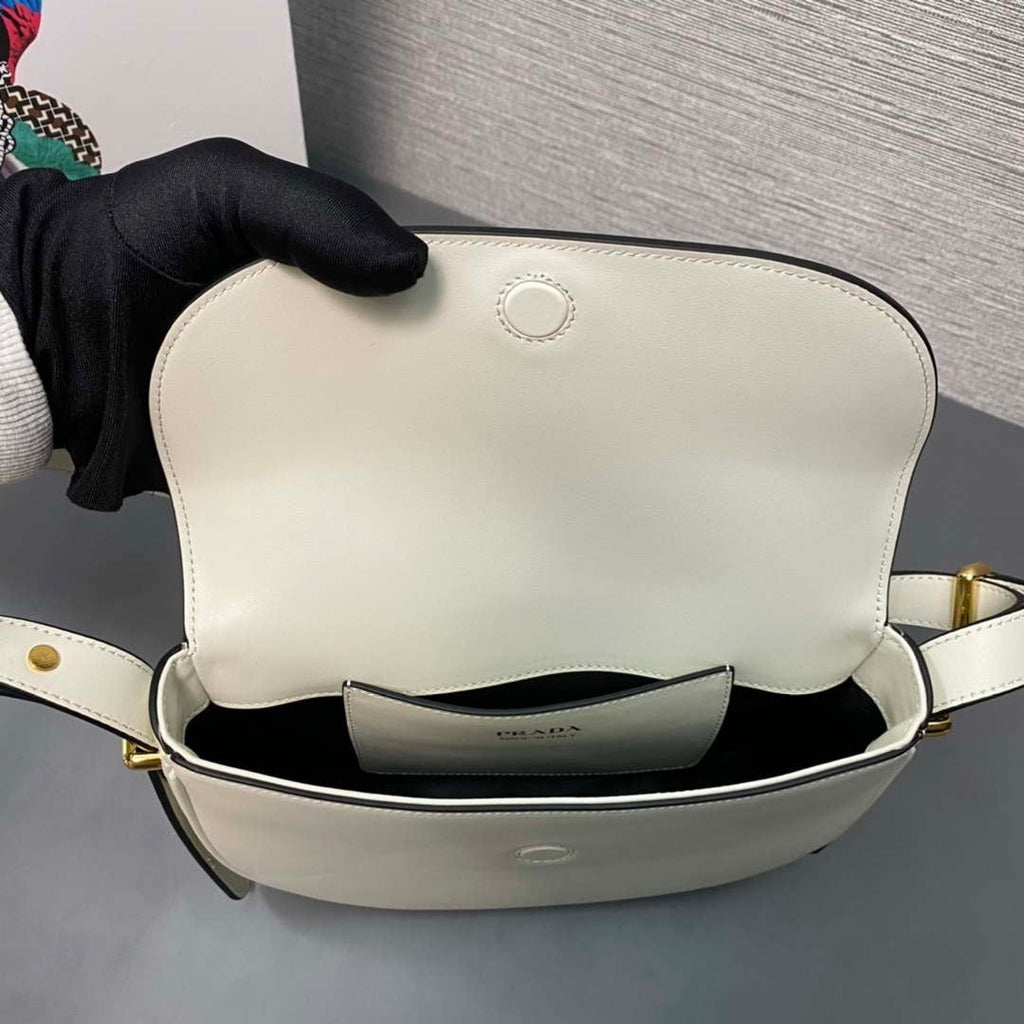 Prada 1BD365 Leather shoulder bag White