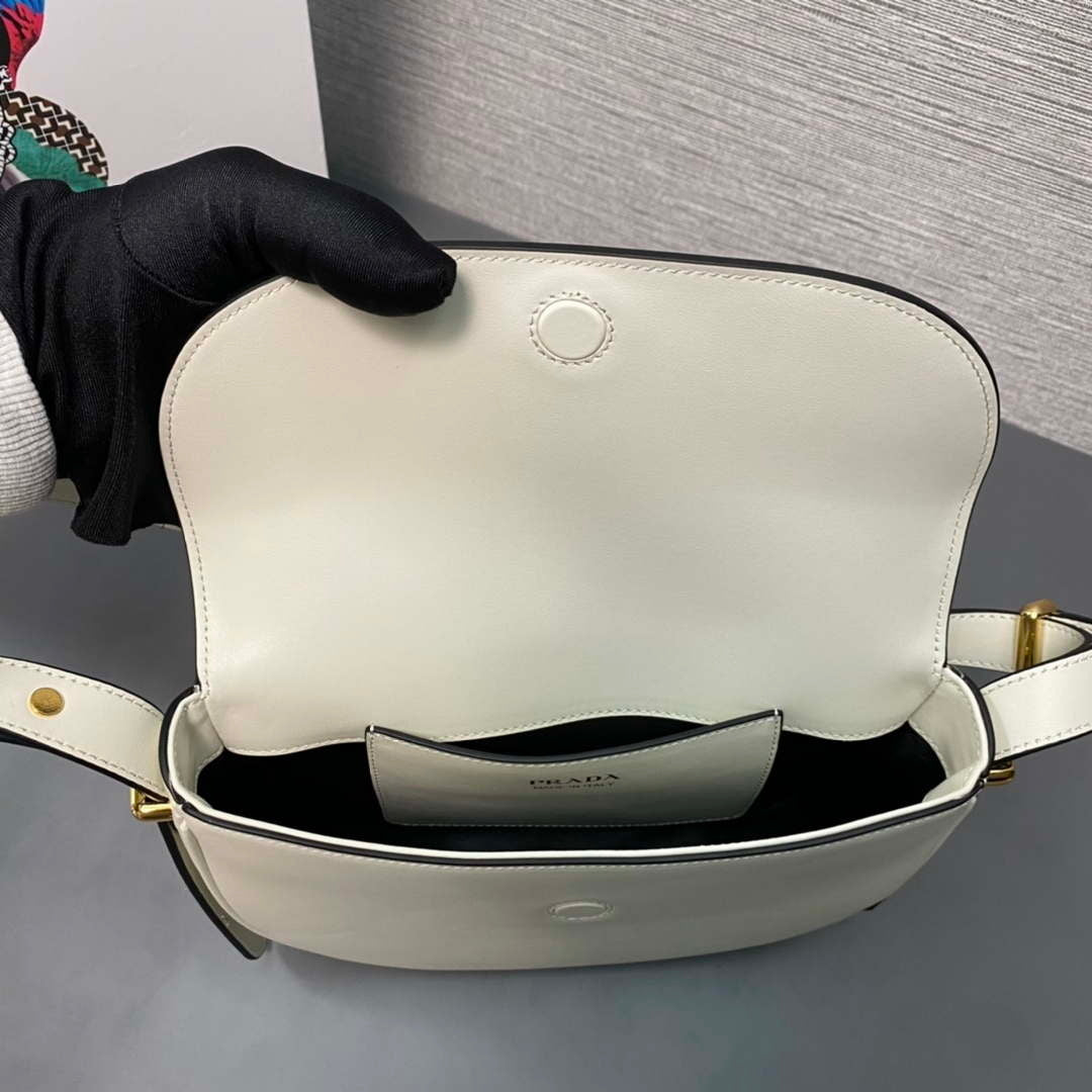 Prada 1BD365 Leather shoulder bag White