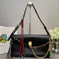 Prada 1BD378 Soft Sound large leather shoulder bag with charms Black - Default Title - View 1