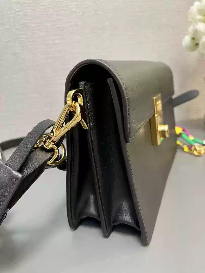 Prada 1BD379 Soft Sound small leather shoulder bag with charms Black