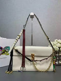 Prada 1BD378 Soft Sound large leather shoulder bag with charms White