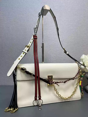 Prada 1BD378 Soft Sound large leather shoulder bag with charms White - Default Title - View 2