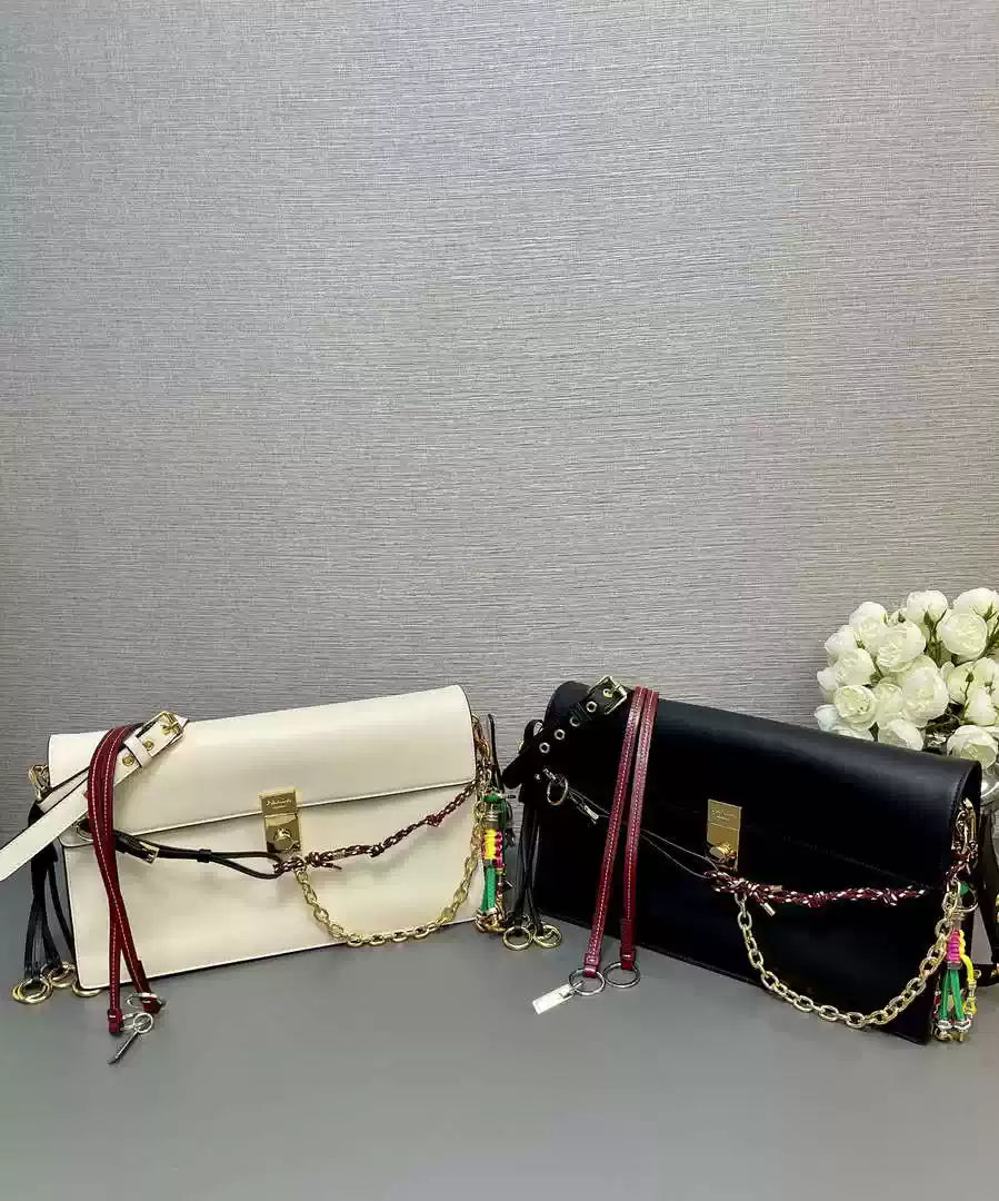 Prada 1BD379 Soft Sound small leather shoulder bag with charms White