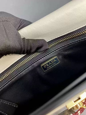 Prada 1BD378 Soft Sound large leather shoulder bag with charms White - Default Title - View 9