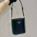 Prada Mini brushed-leather bucket bag 1BE059 Black - Default Title - View 1