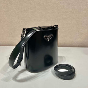 Prada Mini brushed-leather bucket bag 1BE059 Black - Default Title - View 3