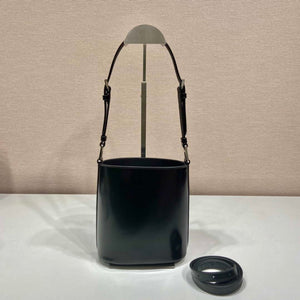 Prada Mini brushed-leather bucket bag 1BE059 Black - Default Title - View 5