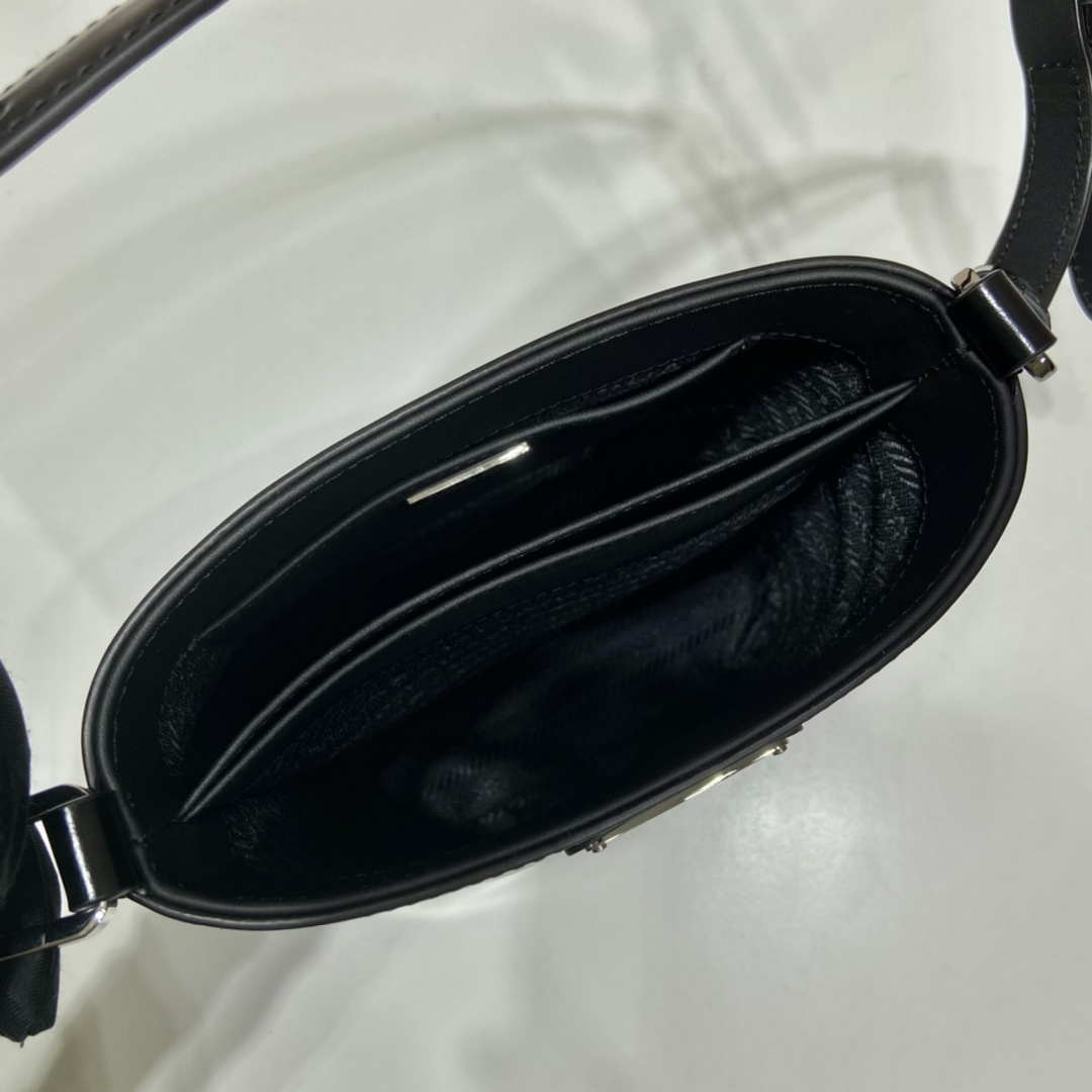 Prada Mini brushed-leather bucket bag 1BE059 Black - Default Title - View 8