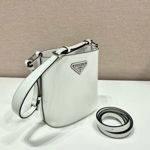 Prada 1BE059 Mini brushed-leather bucket bag White - Default Title - View 3