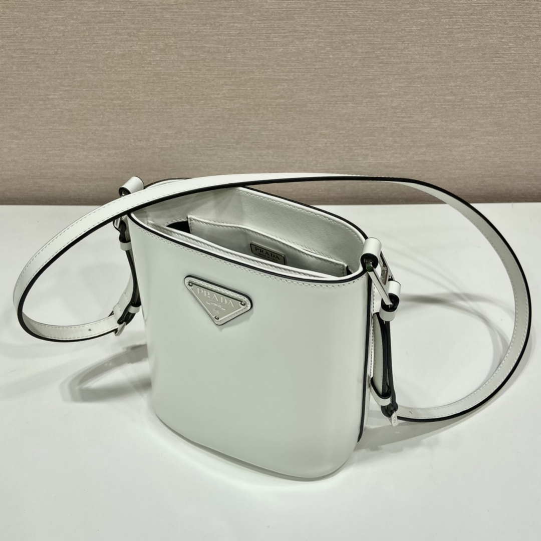 Prada 1BE059 Mini brushed-leather bucket bag White - Default Title - View 4