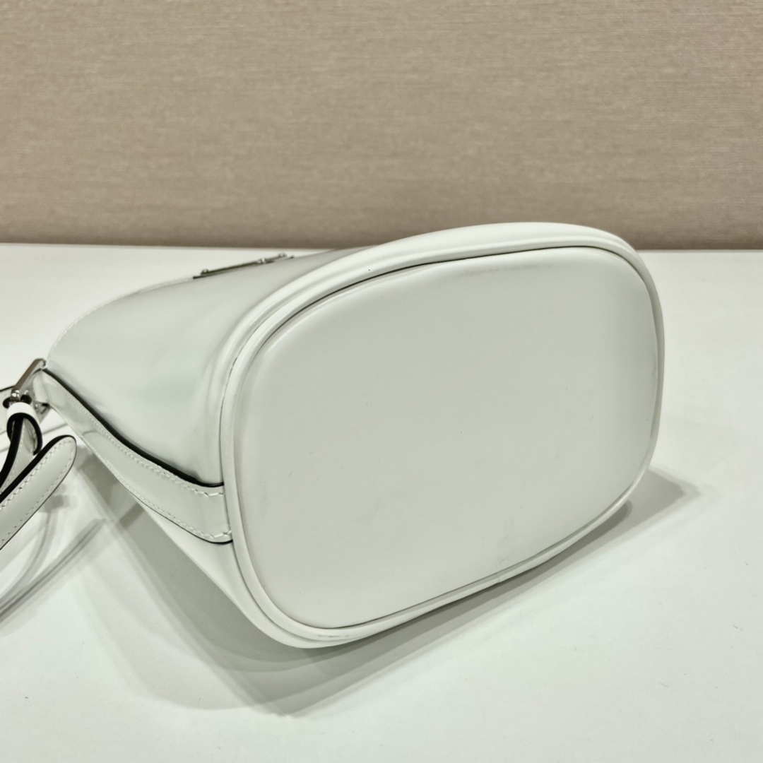 Prada 1BE059 Mini brushed-leather bucket bag White - Default Title - View 7