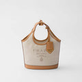 Prada 1BE074 Small linen blend and leather tote bag Natural - Default Title - View 1