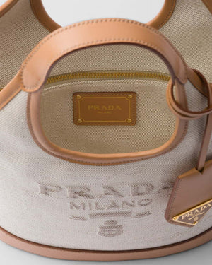 Prada 1BE074 Small linen blend and leather tote bag Natural - Default Title - View 5