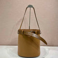 Prada 1BE085 Buckle leather bucket bag with belt Brown - Default Title - View 1