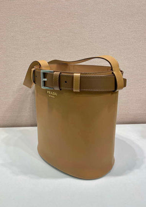 Prada 1BE085 Buckle leather bucket bag with belt Brown - Default Title - View 4