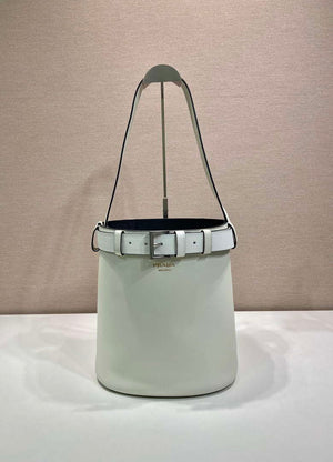 Prada 1BE085 Buckle leather bucket bag with belt White - Default Title - View 2
