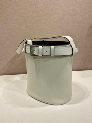 Prada 1BE085 Buckle leather bucket bag with belt White - Default Title - View 4