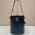 Prada 1BE085 Buckle leather bucket bag with belt Black - Default Title - View 1