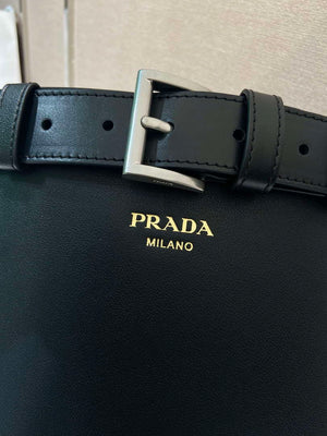 Prada 1BE085 Buckle leather bucket bag with belt Black - Default Title - View 7