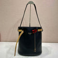 Prada 1BE085 Buckle leather bucket bag with jeweled belt Black - Default Title - View 1