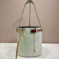 Prada 1BE085 Buckle leather bucket bag with jeweled belt White - Default Title - View 1