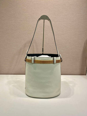 Prada 1BE085 Buckle leather bucket bag with jeweled belt White - Default Title - View 5