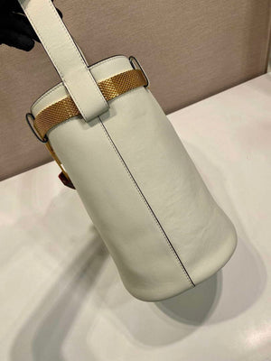 Prada 1BE085 Buckle leather bucket bag with jeweled belt White - Default Title - View 6