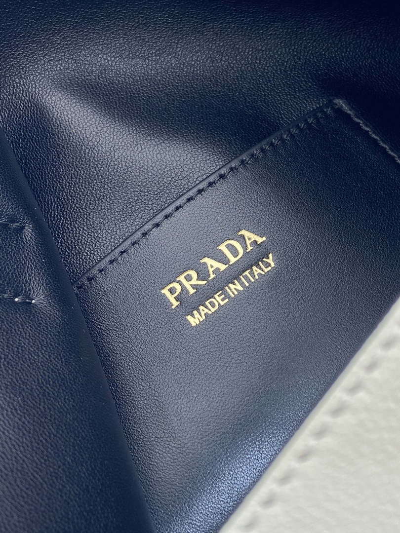 Prada 1BE085 Buckle leather bucket bag with jeweled belt White
