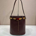 Prada 1BE085 Buckle leather bucket bag with jeweled belt Wine Red - Default Title - View 1