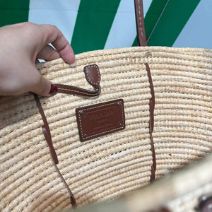 Prada 1BG312 Straw and Leather Tote Apricot - Default Title - View 8