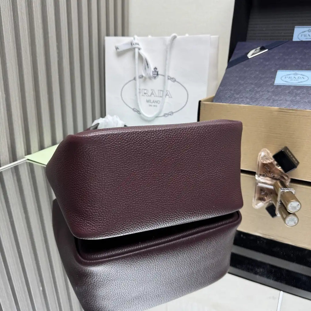 Prada 1BG335 Small leather tote bag Wine Red Gold