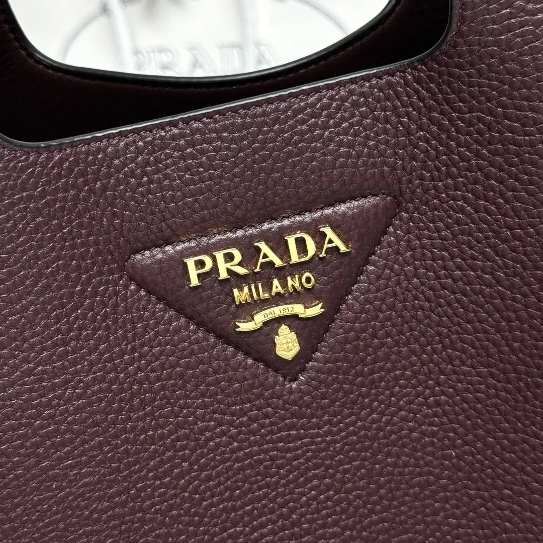 Prada 1BG335 Small leather tote bag Wine Red Gold