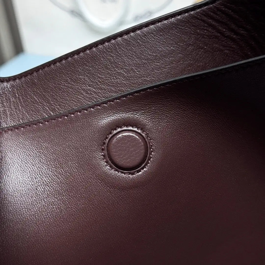 Prada 1BG335 Small leather tote bag Wine Red Gold