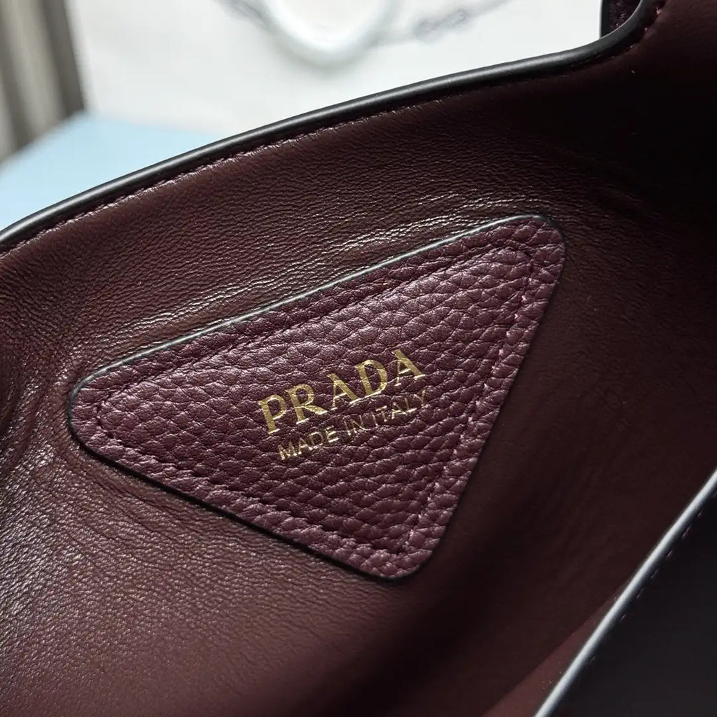 Prada 1BG335 Small leather tote bag Wine Red Gold