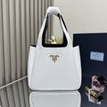 Prada 1BG335 Small leather tote bag White Gold