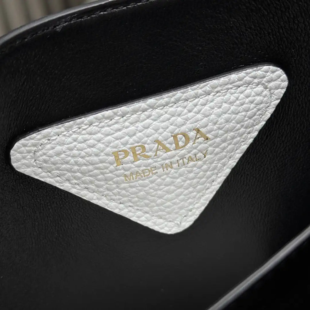 Prada 1BG335 Small leather tote bag White Gold