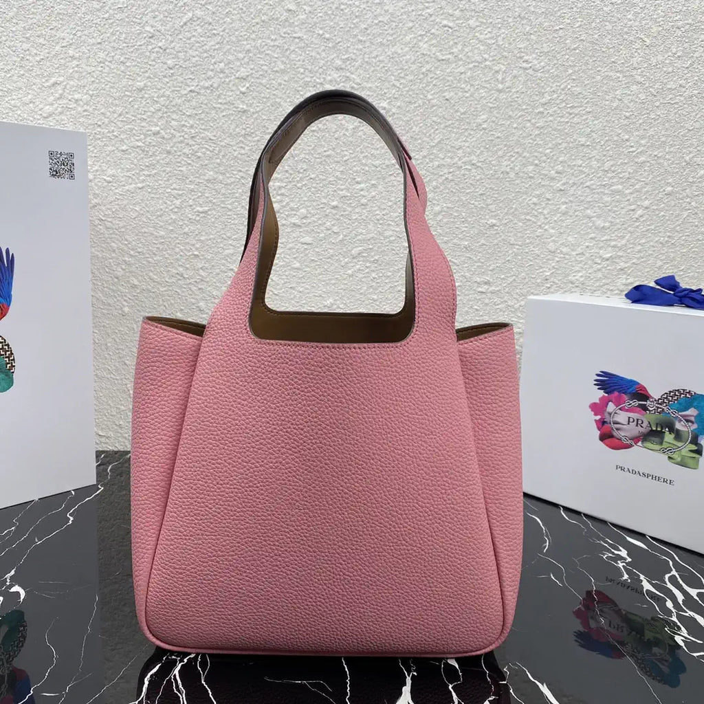Prada 1BG335 Small leather tote bag Pink Silver
