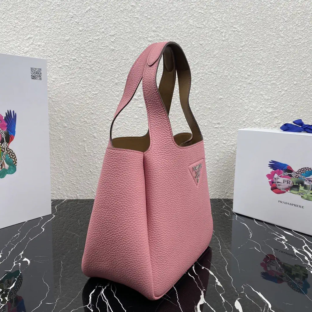 Prada 1BG335 Small leather tote bag Pink Silver
